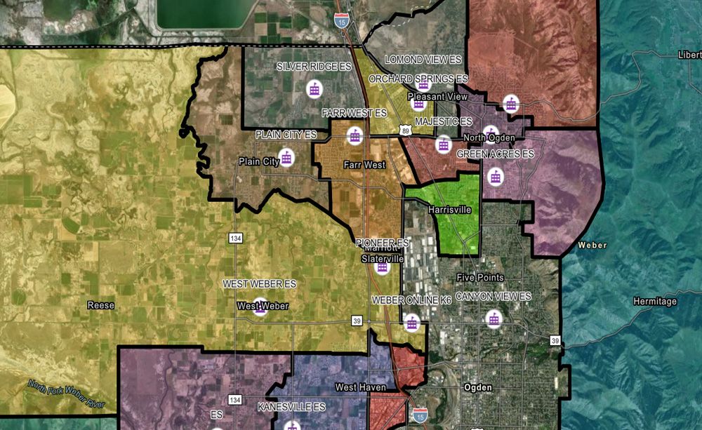 map of elementary boundaries in Weber School District